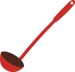 red plastic spoon on white background