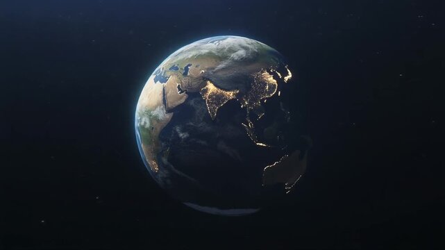 The stunning planet earth from space, showcasing continents and oceans, illuminated by sunlight against a dark background.