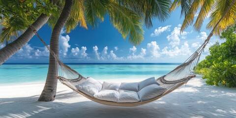 Tropical beach hammock under palm trees (17)
