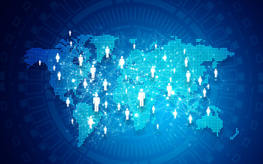 Global business Communication technology. Global network of internet and telecommunication. 3d illustration