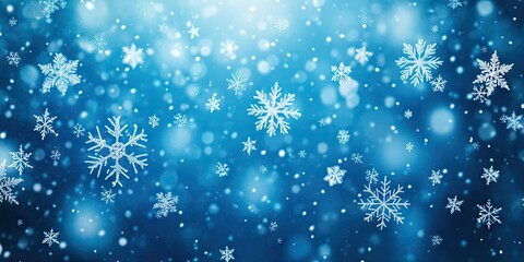 Winter snowflakes on a vibrant blue background