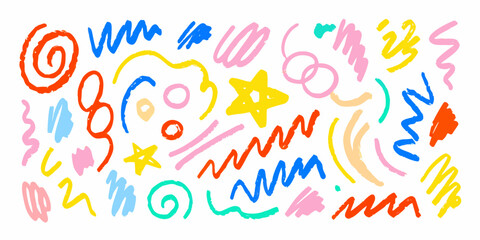 Colorful Abstract Hand Drawn Doodle Shapes Background
