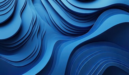 Deep blue layered wavy abstract design