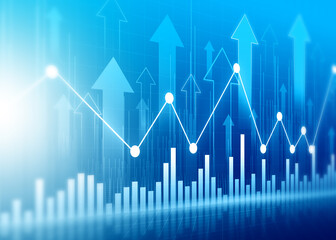 Stock market trading, financial data graph chart, data visualization, Business arrow graph chart. 3d illustration