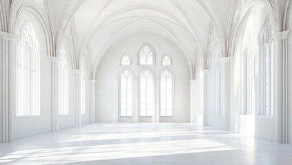 Obraz premium White cathedral interior, arched windows
