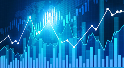 Stock market graph chart, investment trading, financial data graph chart, data visualization. 3d illustration