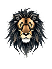 Obraz premium Abstract Floating Lion Face Illustration White Background