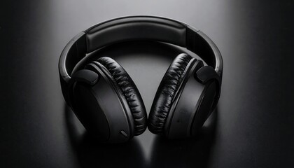 Black headphones on dark background (1)