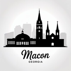 Fototapeta premium Macon, Georgia Skyline Silhouette — Historic Southern City Vector Illustration