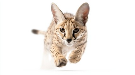 Leaping serval: captivating movement of a wild cat in motion