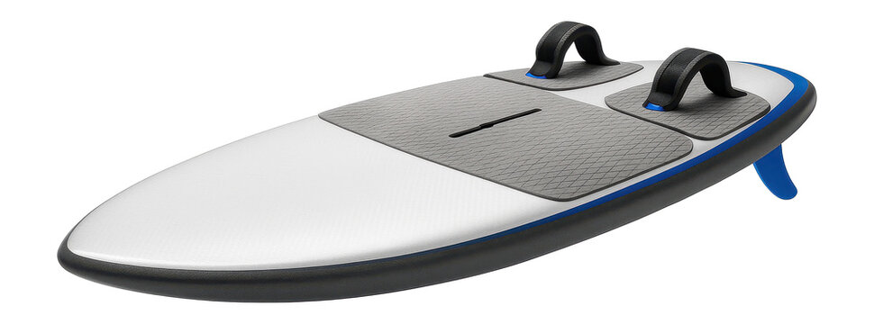 Fiberglass windsurfing board with anti-slip deck for coastal waves