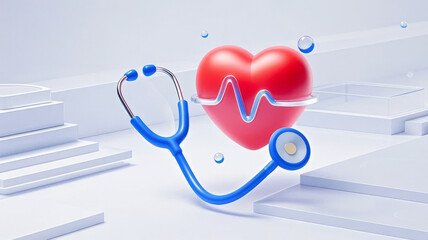 World Heart Day heart stethoscope medical health check-up background