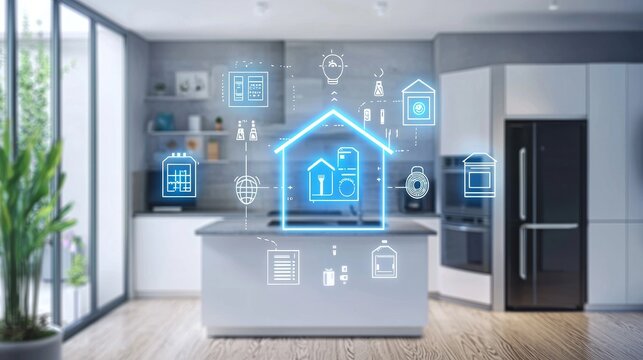 Smart home concept with devices and appliances