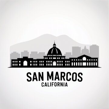 San Marcos, California Skyline Silhouette &mdash; University City Vector Illustration