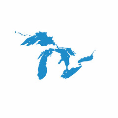 Blue Silhouette Depicting the Great Lakes of North America.
