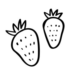 Simple hand drawn strawberry illustration. Doodle two strawberries.