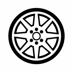 Obraz premium Bold Black Car Wheel with Geometric Spokes and Circular Design