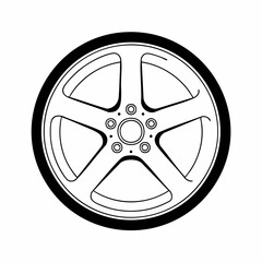 Obraz premium Stylized Five-Spoke Car Wheel with Low-Profile Tire and Detailed Hub Design