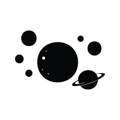 Monochrome representation of planets and moons, or simple celestial bodies arrangement, Presentation of planets silhouette vector illustration © hamiduls11arts
