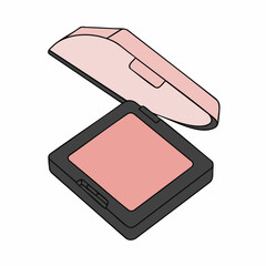 Open blush compact with a light pink hue and dark gray case
