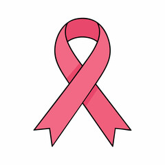 Pink Ribbon Symbol with Black Outline: Breast Cancer Awareness Icon
