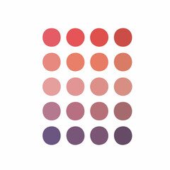 Gradient Palette of Twenty Circular Color Swatches in Red, Peach, Pink, Mauve, and Purple Tones