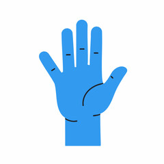 Obraz premium Stylized Blue Hand with Four Fingers and Minimalist Black Line Details