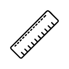 Vector ruler icon school supply measuring tool outline black and white illustration for design and education on transparent background