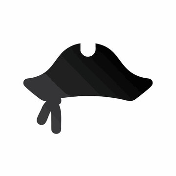 Simple Black Pirate Hat with Distinctive Shape and Tie Detail