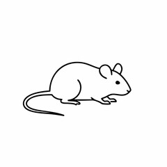 Simple Line Art Illustration of a Mouse with Curled Tail and Rounded Ears