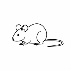 Fototapeta premium Simple Black and White Illustration of a Mouse with Detailed Features