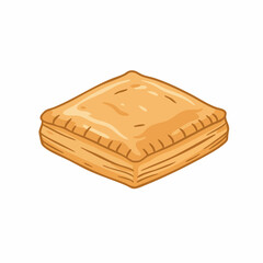 Isometric View of a Golden, Flaky, Square Pastry Delight