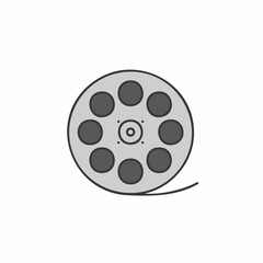 Classic Film Reel with Ten Circular Spools and a Thin Strip of Film
