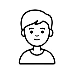 Outline of young male with short hair in simple line art style