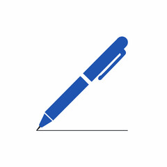 Blue pen drawing a straight line, simple design, writing tool illustration