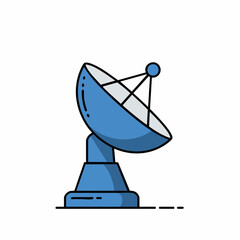 Blue Satellite Dish Illustration for Communication and Data Transmission
