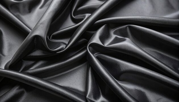 Close-up of folded black satin fabric