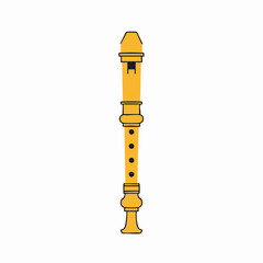 Naklejka premium Stylized Yellow Recorder with Black Outlines and Finger Holes Illustration