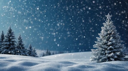 Blue Christmas Background with Falling Snow