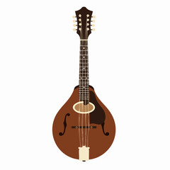 Obraz premium Detailed Flat Vector Illustration of a Brown Mandolin with F-Holes