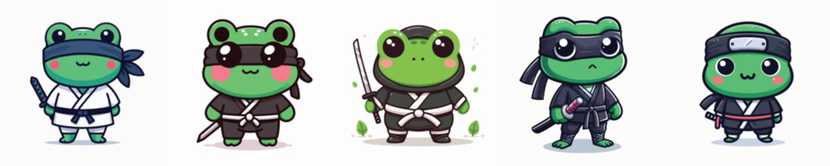 cute frog vector in ninja costume