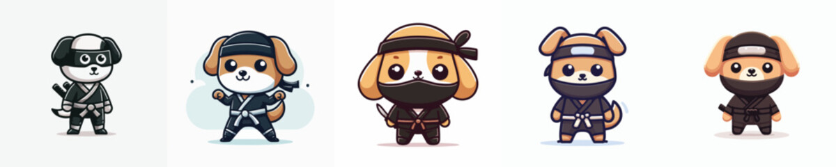 Obraz premium cute dog vector in ninja costume