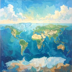 Obraz premium World map, painted landscape