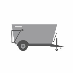 Gray Farm Trailer with Tow Hitch and Side Ladder, Minimalist Design