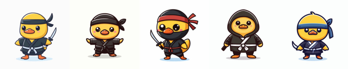cute duck vector in ninja costume