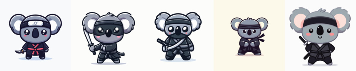 cute koala vector in ninja costume