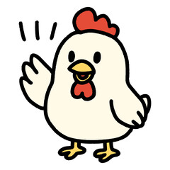 手（翼）をあげて発言をするニワトリ（Affinity Designer版）