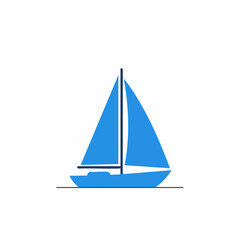 Simple Blue Sailboat Icon Design Illustration