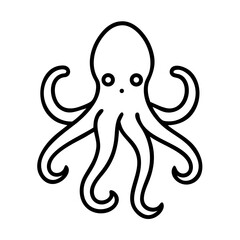 Simple line art of an octopus with curled tentacles – stock vector icon in line style