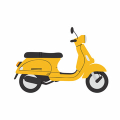 Side View of a Vibrant Yellow Retro Scooter